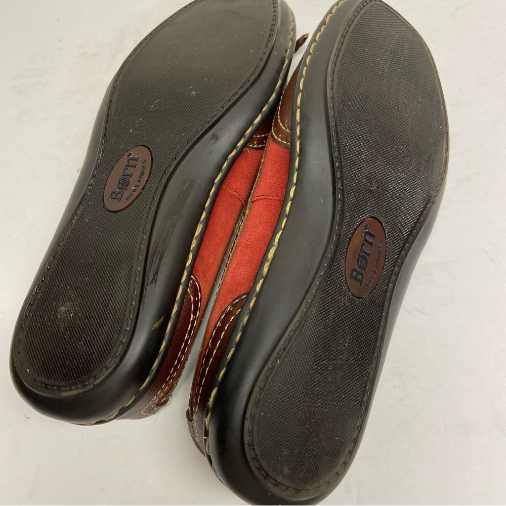 Born Women’s Shoes Brown/Red Suede Leather Flats Slip Ons Size 7 - Picture 9 of 11